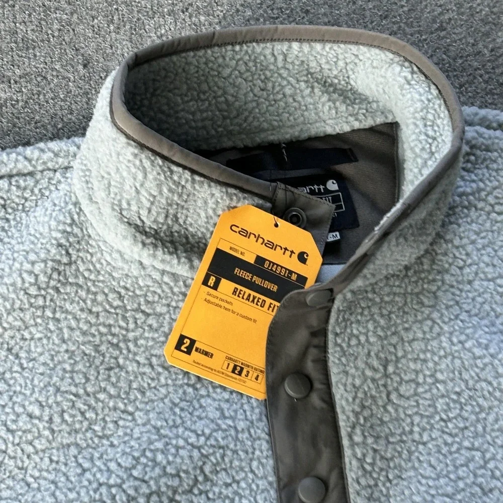 Carhartt Sweater Mens XL Blue Grey Fleece Pullover Relaxed Fit Front Pocket - Picture 6 of 10